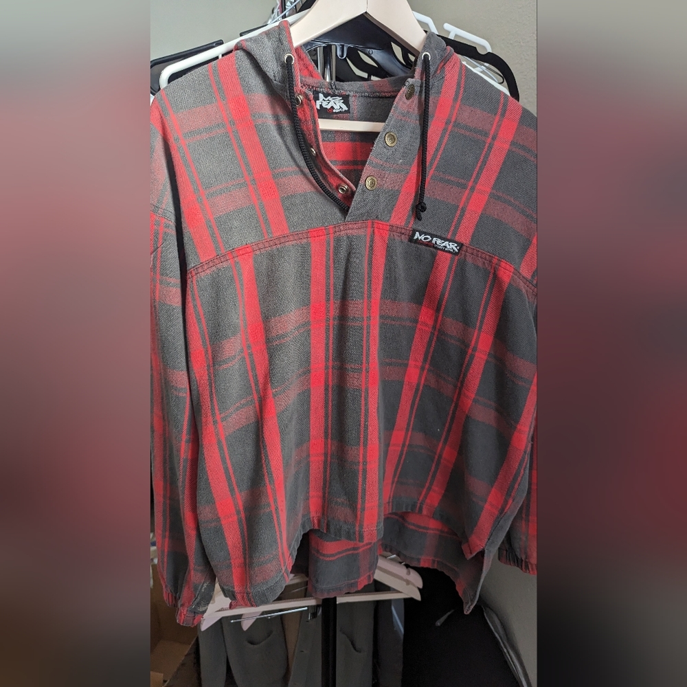 Vintage - No Fear - Twill Hoodie Flannel Pullover